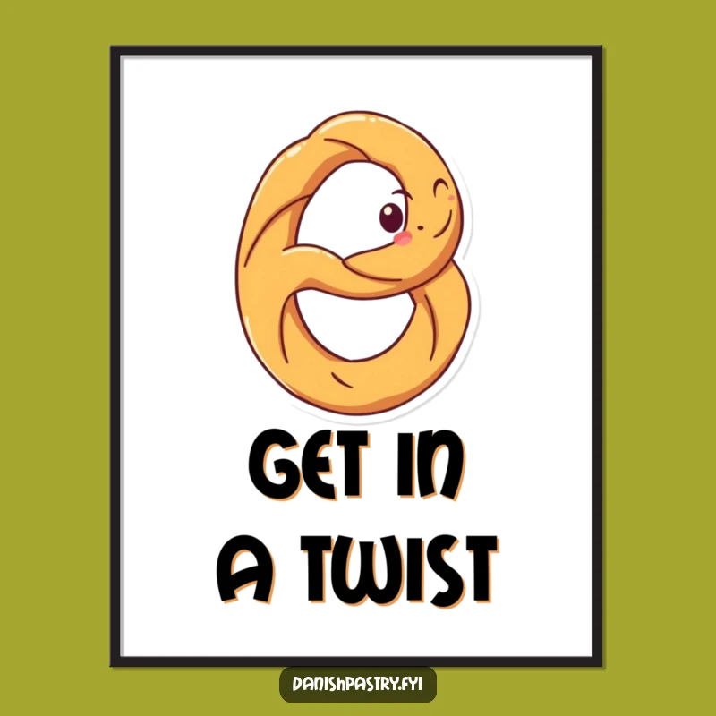 Funny Pretzel Spin Poster: Grinning Salty Art Print, Ideal Funny Gift Decor