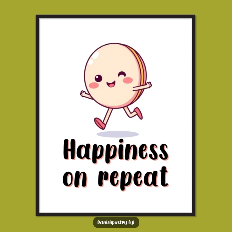 Funny Smiling Macaron Skips Poster - Sweet & Cheerful Pastry Art Gift