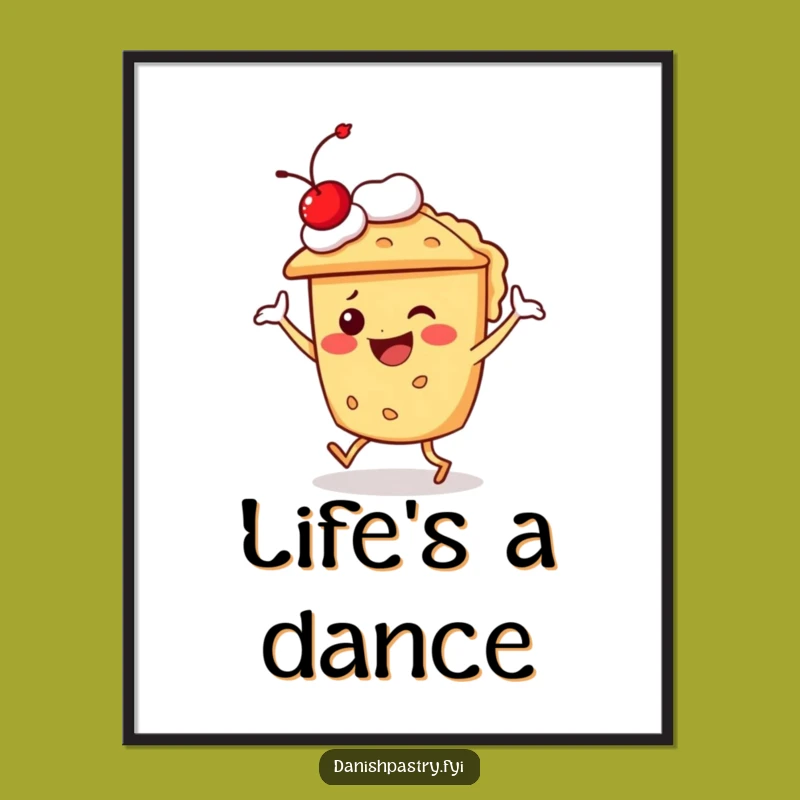 Funny Pie Character Dancing Poster - Hilarious Dessert Art Print for Walls