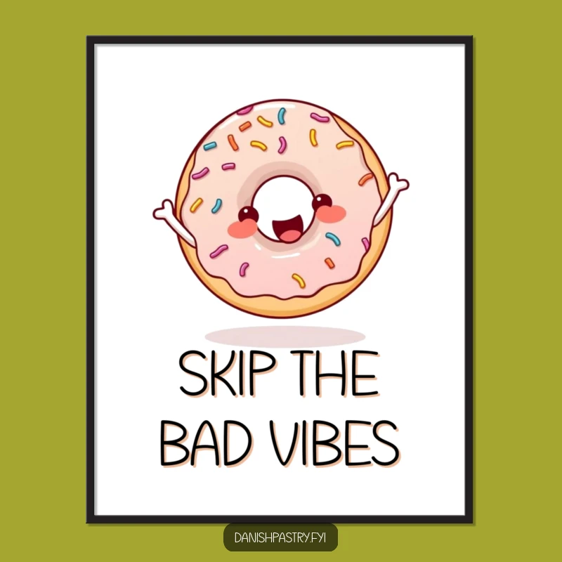 Funny Donut Skipping Rope Poster: Energetic Sprinkles Wall Art Gift