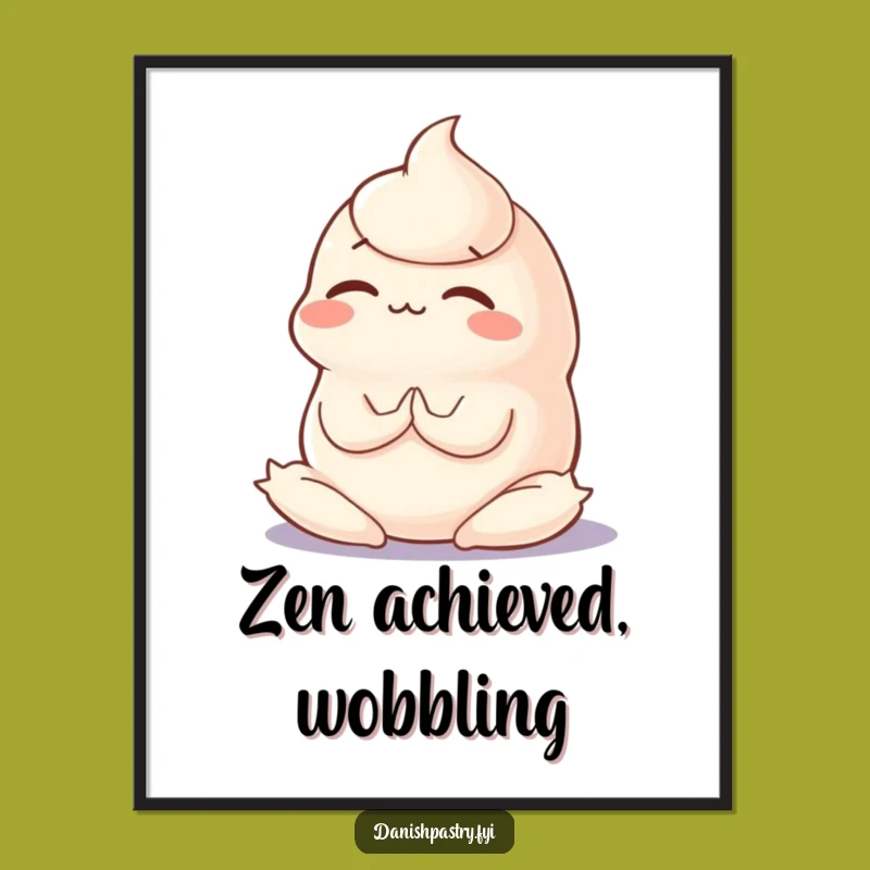 Funny Panna Cotta Yoga Poster - Wobbly Dessert Art Gift Idea