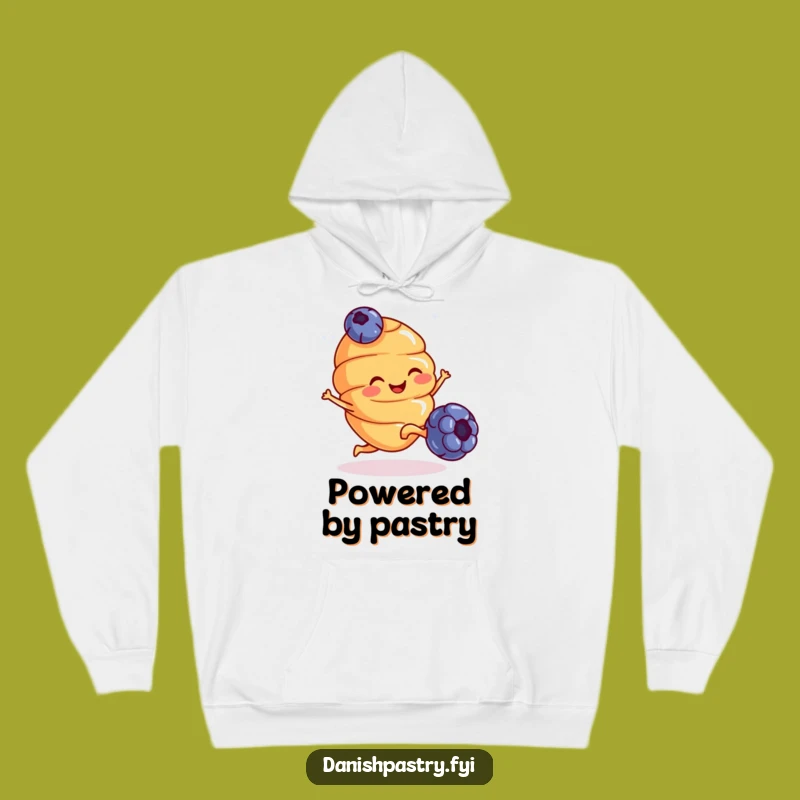 Funny Croissant Kicking Blueberry Hoodie - Cozy & Hilarious Winter Wear