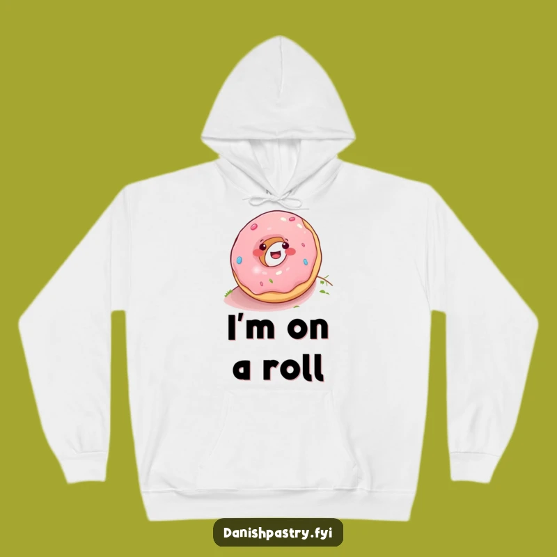 Funny Donut Rolling Down Hill Hoodie - Cozy & Hilarious Winter Wear
