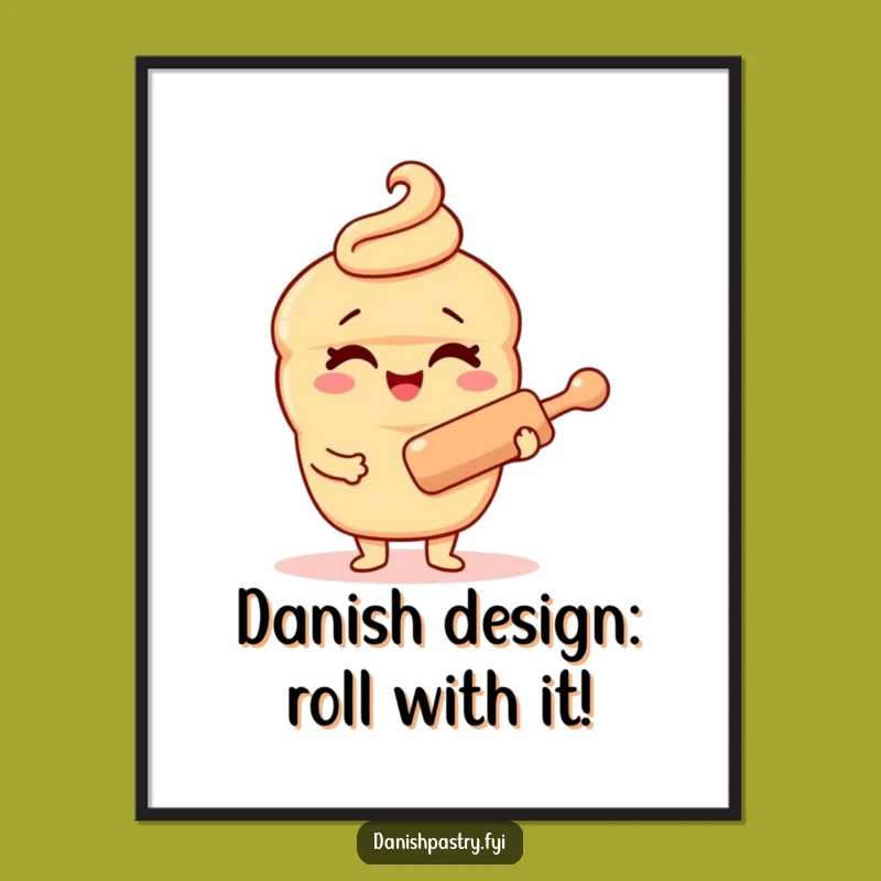 Free Printable Wall Art: Winking Danish Pastry Rolling Pin Funny Downloadable Decor