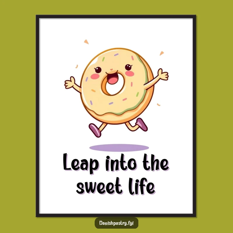 Free Printable Wall Art: Funny Jelly Donut Leap Decor Downloadable Art