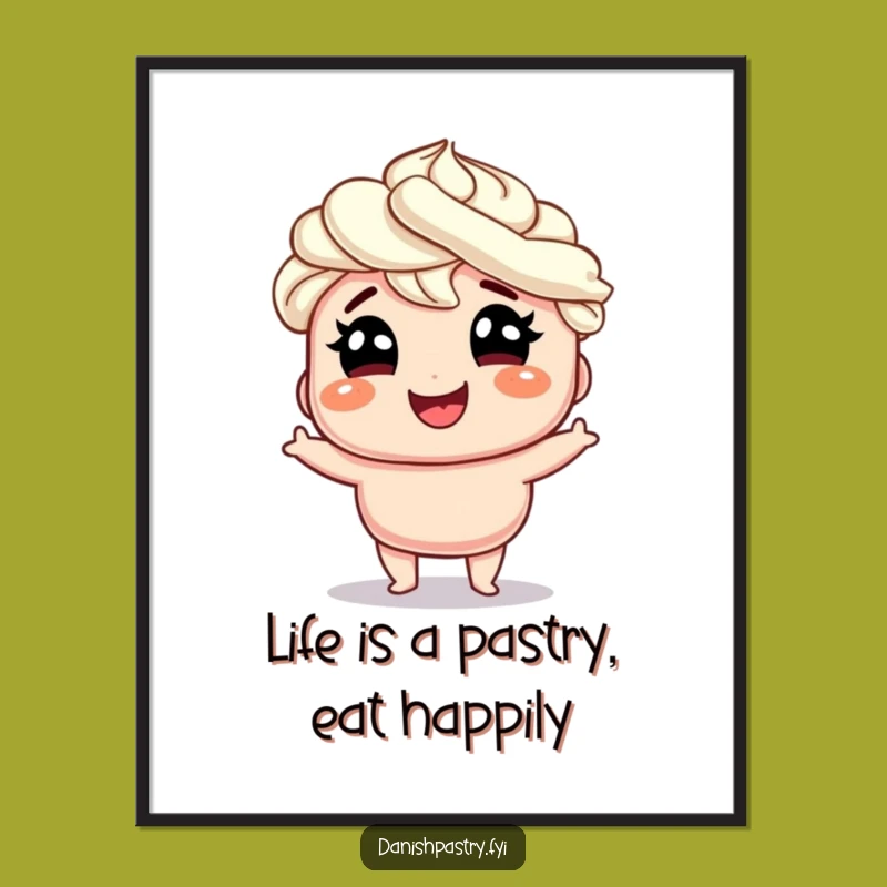 Free Printable Wall Art: Smiling Danish Pastry, Hilarious Downloadable Decor