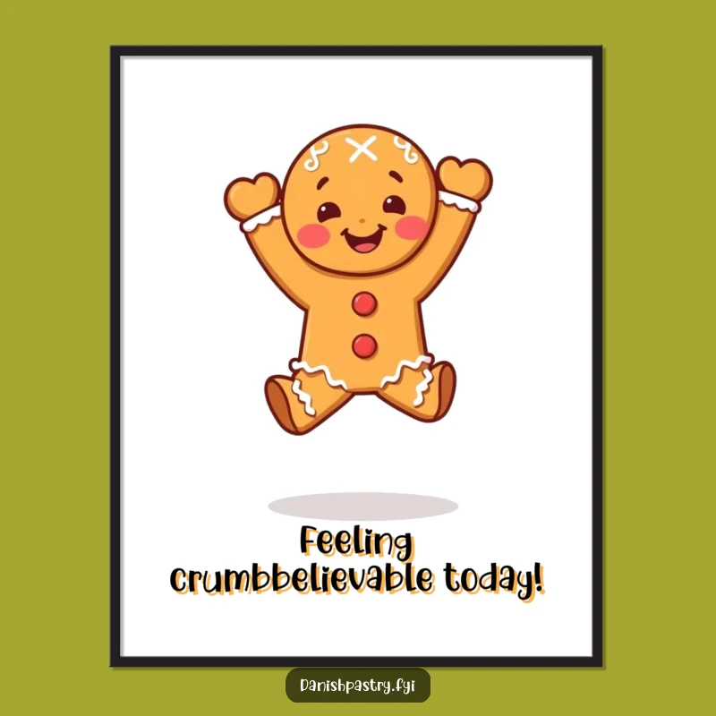 Funny Free Printable Gingerbread Leap Wall Art - Energetic Downloadable Decor!