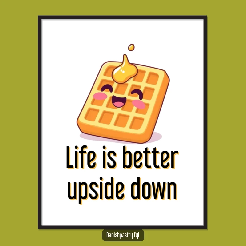 Free Printable Wall Art: Delighted Waffle Funny Decor Downloadable, Quirky Breakfast Art Gift