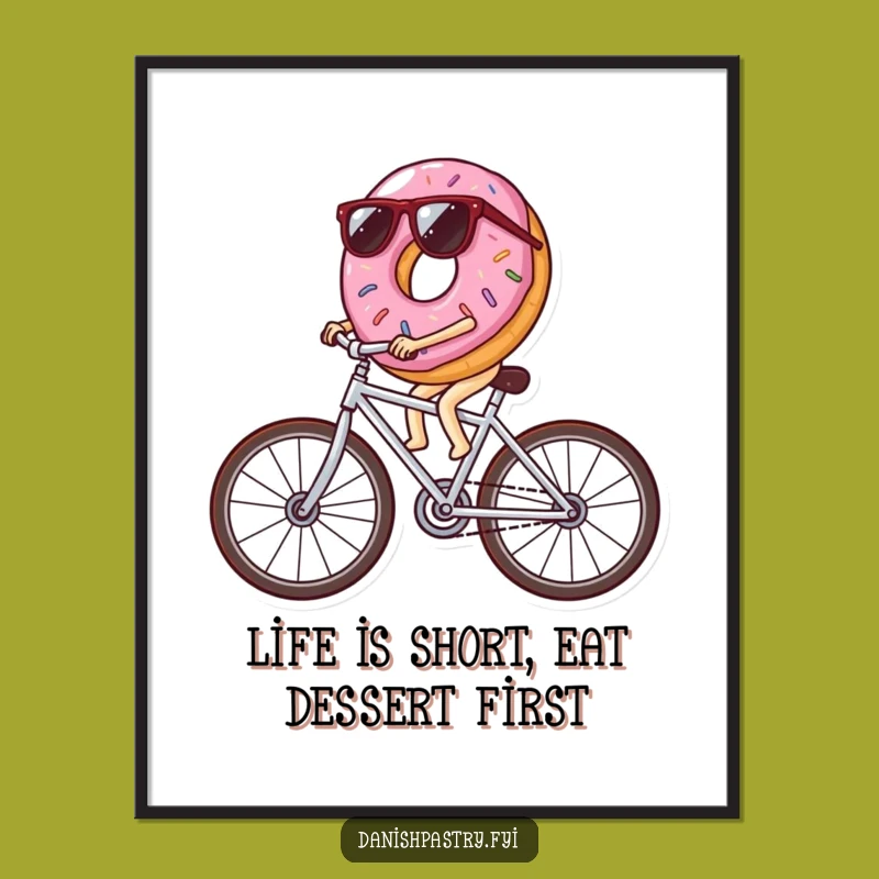 Free Printable Wall Art: Funny Donut Cyclist, Hilarious Downloadable Decor