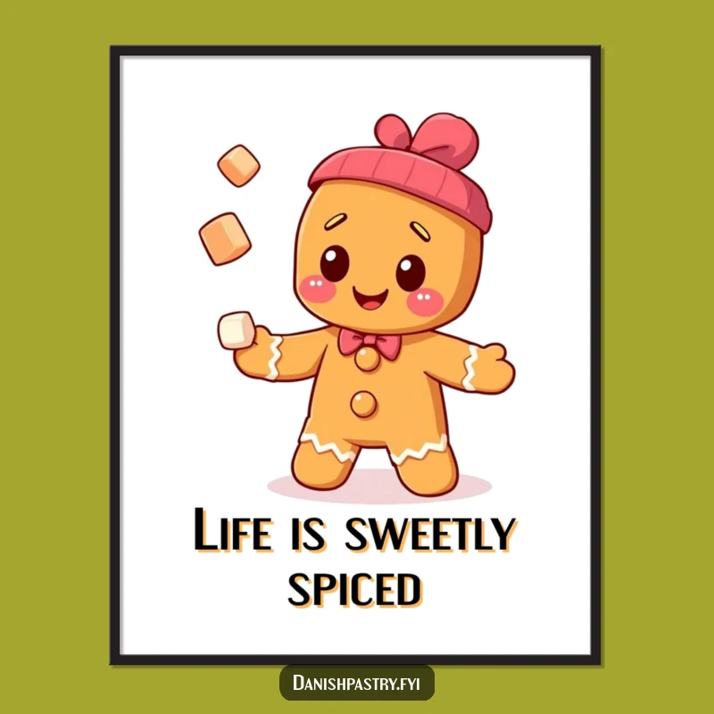 Funny Free Printable Art: Gingerbread Juggler Downloadable Wall Decor
