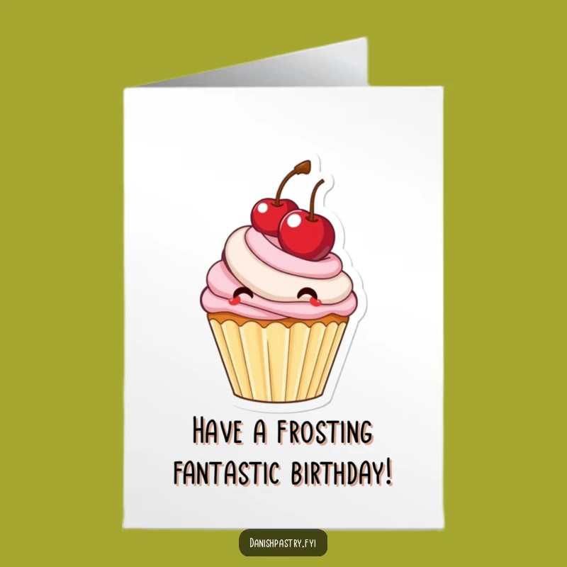 Free Printable Birthday Card: Bouncing Cupcake Cherry - Funny Downloadable Gift