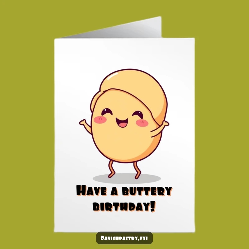 Free Printable Birthday Card: Dancing Croissant, Cheerful Funny Downloadable Gift