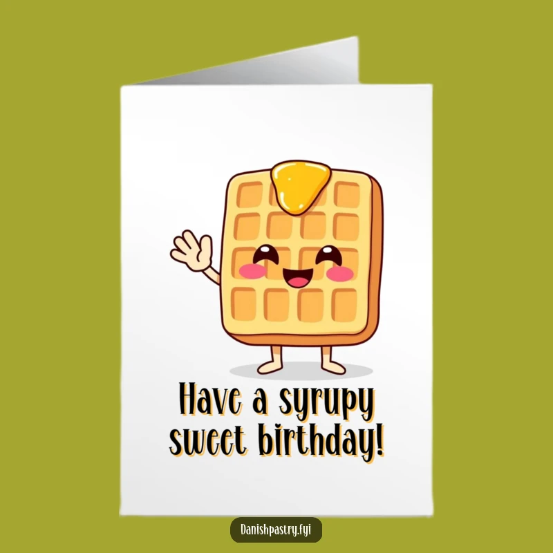 Free Printable Birthday Card: Waving Waffle - Funny Downloadable Gift