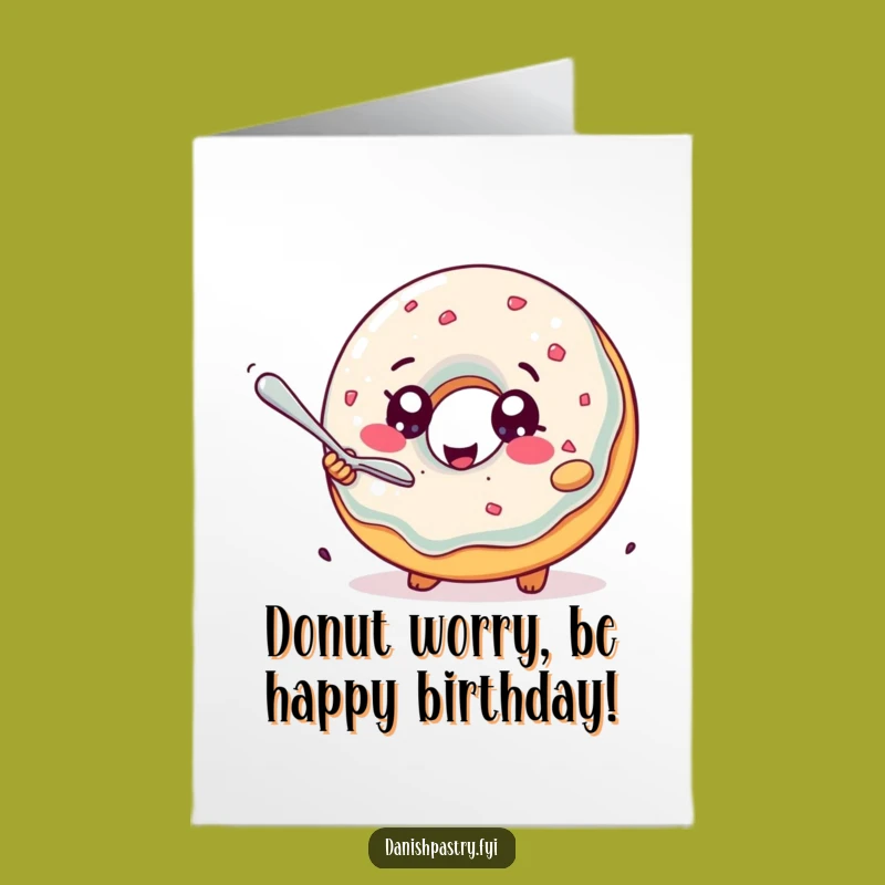 Free Printable Donut Birthday Card: Hilarious Chasing Spoon Design for Sweet Celebrations