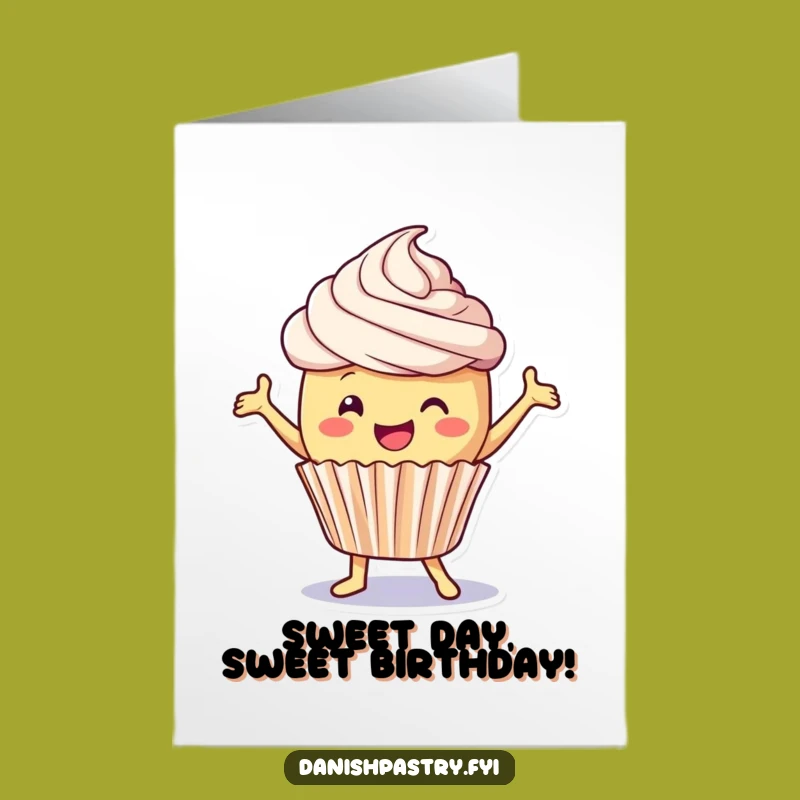 Free Printable Birthday Card: Cupcake Dancing Funny Downloadable Gift