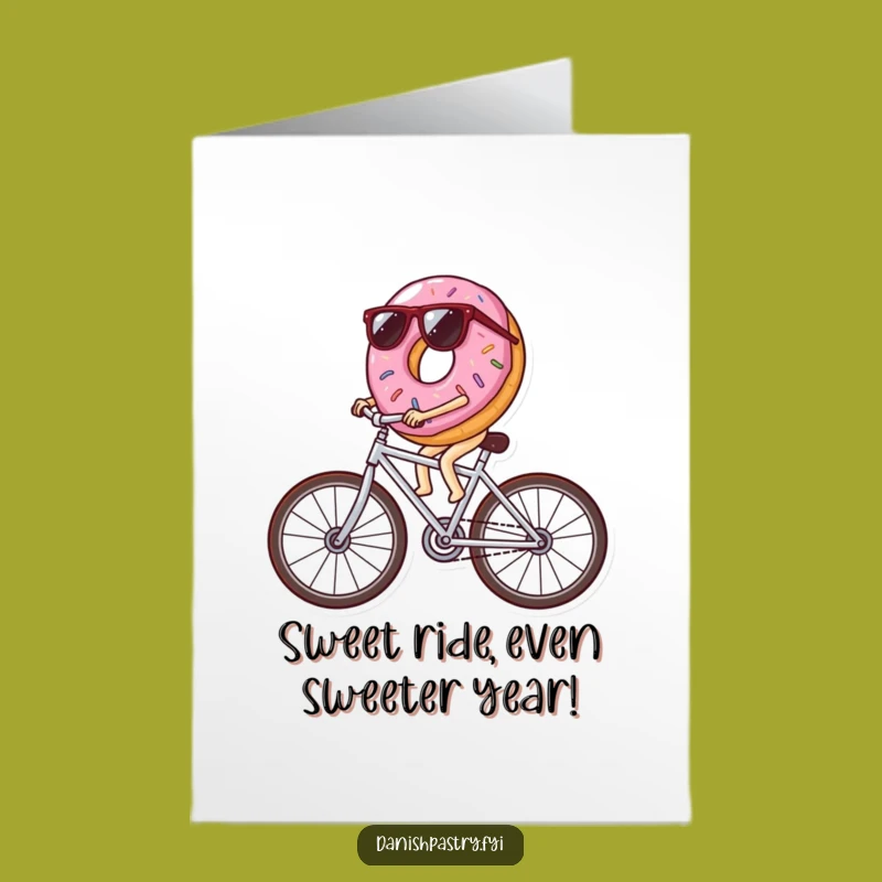 Free Printable Birthday Card: Funny Donut Cyclist, Hilarious Downloadable Gift