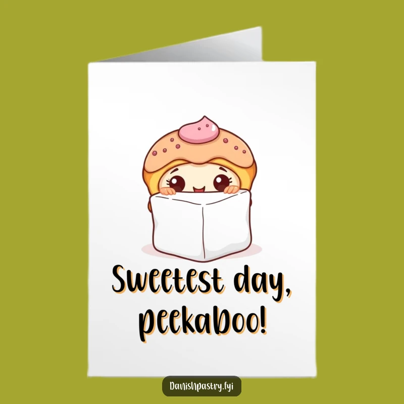 Free Printable Birthday Card: Curious Pastry Peeking, Sweet & Funny Downloadable Greeting