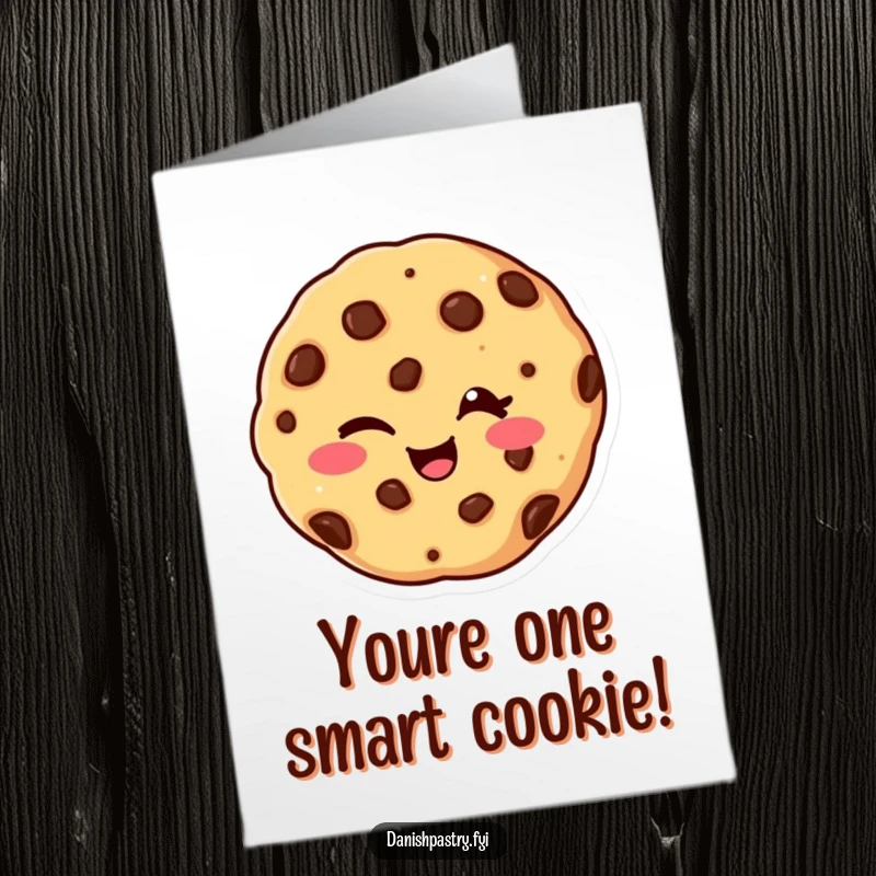 Funny Free Printable Birthday Card featuring a giggling chocolate chip cookie winking playfully, ready to deliver birthday cheer.