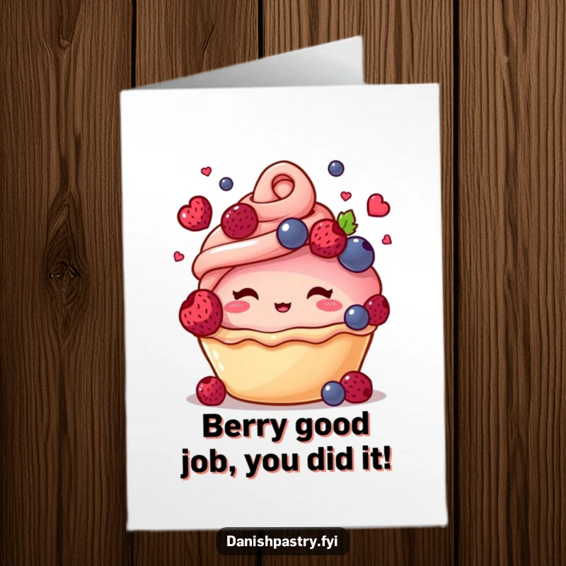 Funny Free Printable Congrats Card: Pastry Artist Juggling Berries, Hilarious Celebration Downloadable Art
