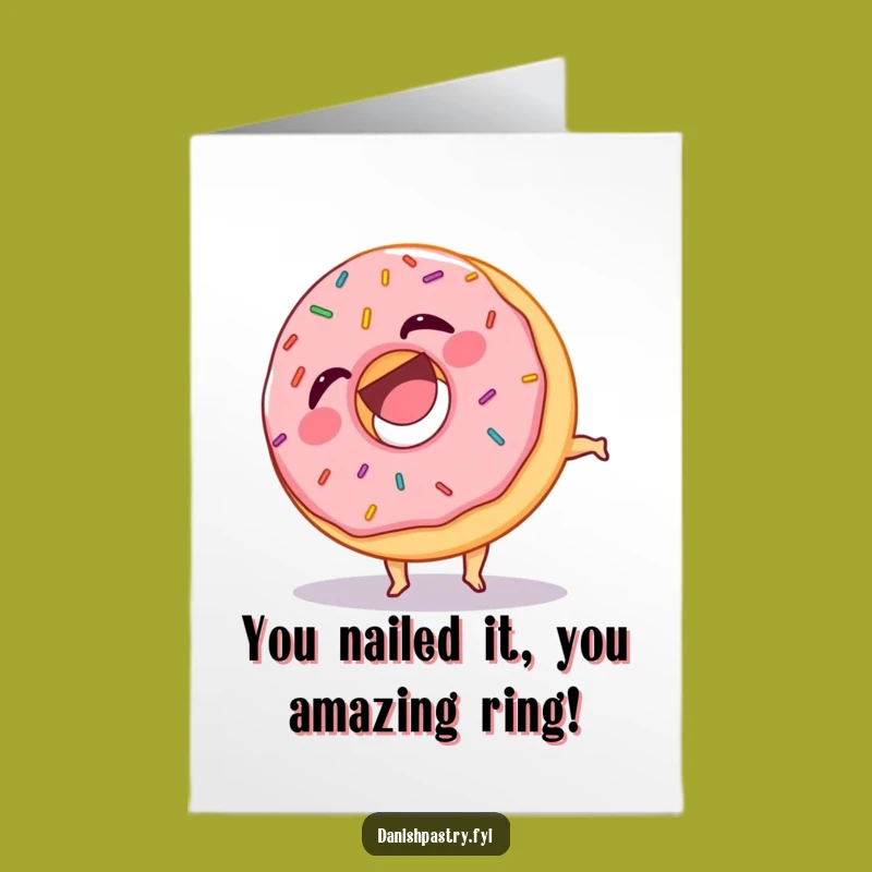 Free Printable Congrats Card: Rolling Donut Humor, Downloadable Gift for Big Wins