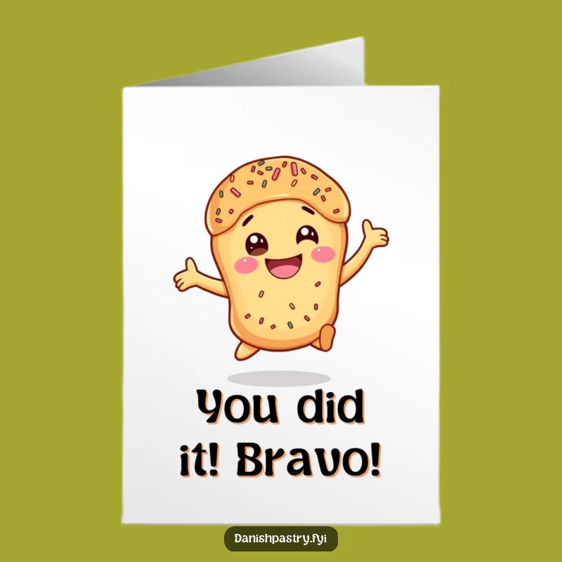 Free Printable Congrats Card: Sprinkled Danish Pastry Leap Downloadable Gift