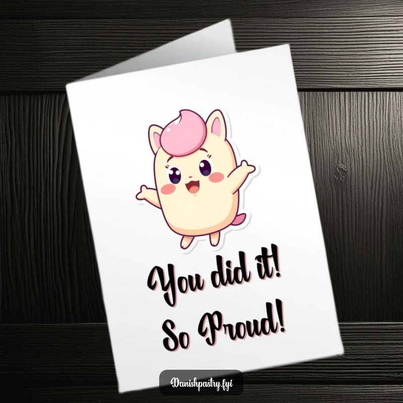 Funny Free Printable Congratulations Card: Energetic Twinkie character mid-jump, spreading infectious excitement, a great downloadable.