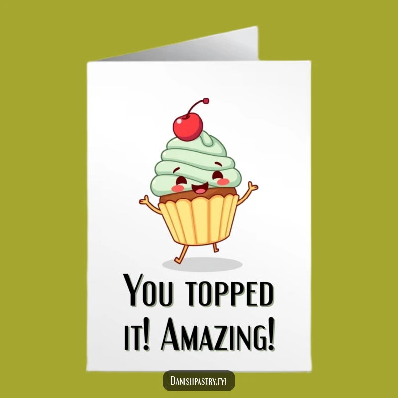 Free Printable Cupcake Congrats Card: Funny Dancing Dessert Downloadable