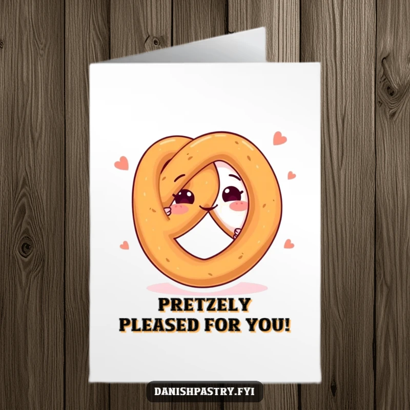 Funny Free Printable Congratulations Card: A joyful pretzel twists energetically, celebrating success with zest.