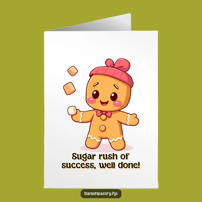 Free Printable Congrats Card: Gingerbread Juggler Funny Downloadable Gift
