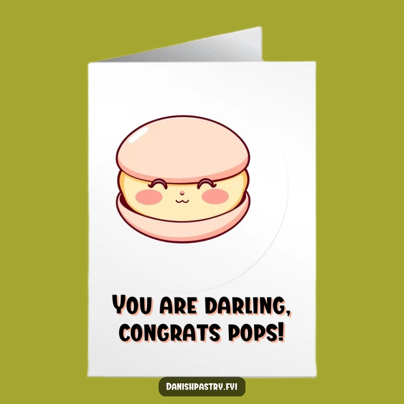 Free Printable Congrats Card: Kissing Macaron Joy, Downloadable Gift for Sweet Success