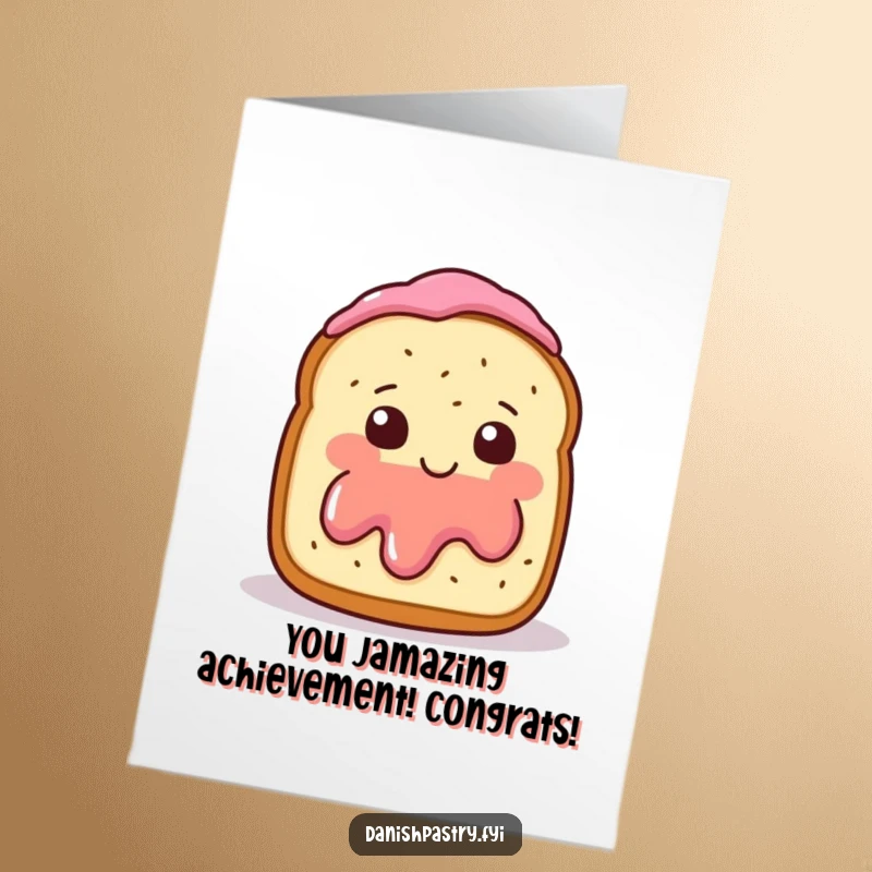 Funny Free Printable Congratulations Card: Adorable scone with jam blushing and waving a shy hello for a sweet message.