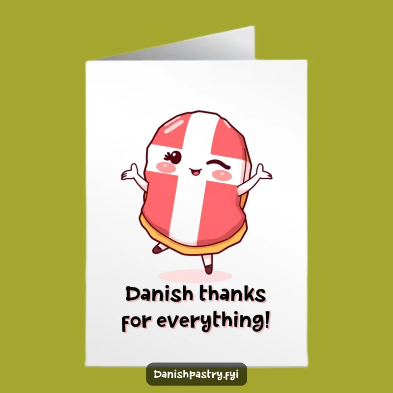 Funny Free Printable Thank You Card: Winking Danish Pastry Downloadable Gift