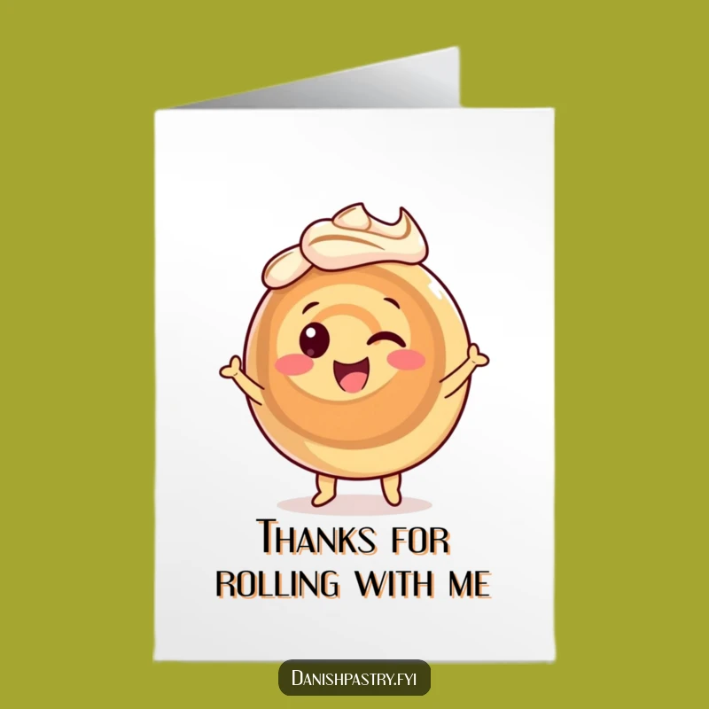 Free Printable Cinnamon Roll Thank You Card: Funny Dance Downloadable Gift of Gratitude