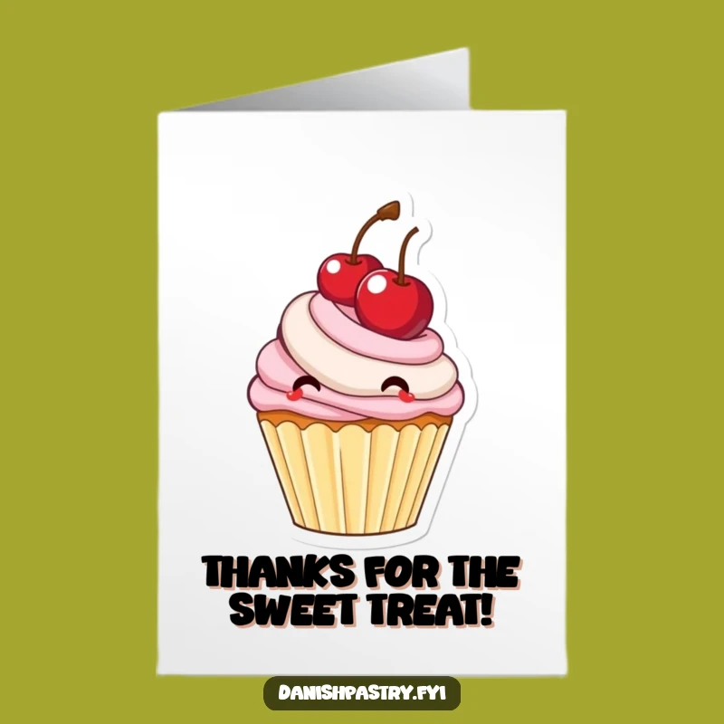 Free Printable Thank You Card: Bouncing Cupcake Cherry - Funny Downloadable Gift
