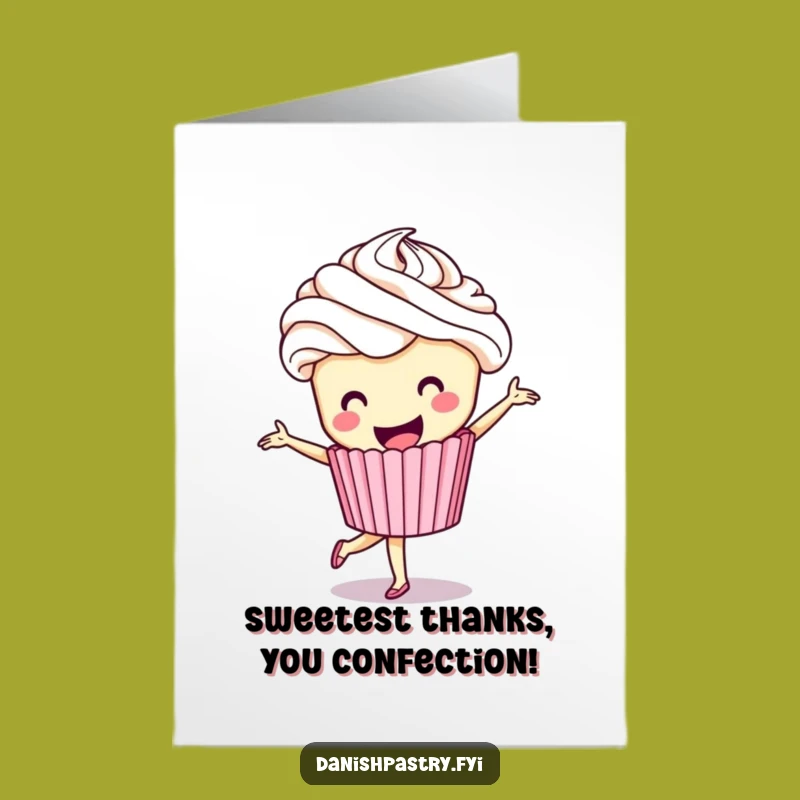 Free Printable Thank You Card: Funny Cupcake Pirouette Grateful Downloadable Gift