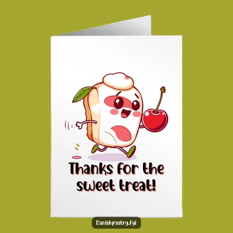 Free Printable Thank You Card: Danish Pastry Chasing Cherry Funny Gift