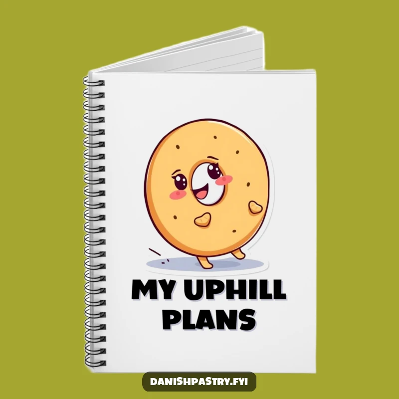 Funny Bagel Uphill Notebook: Jot Down Goals with Determined Flair
