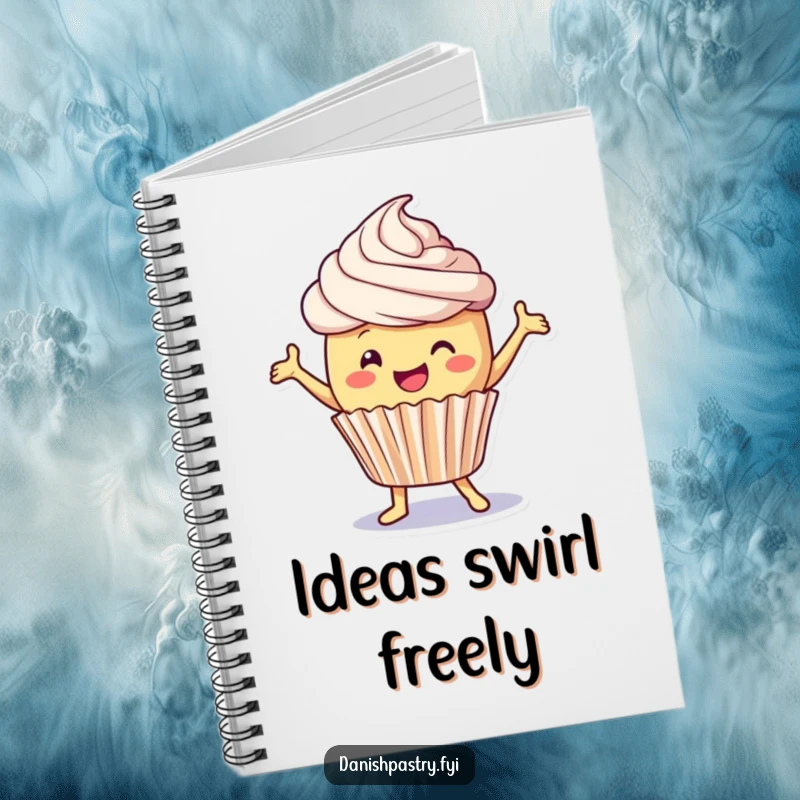 Funny Notebook: A delighted cupcake with frosting dances playfully, perfect for jotting down sweet ideas and fun thoughts.