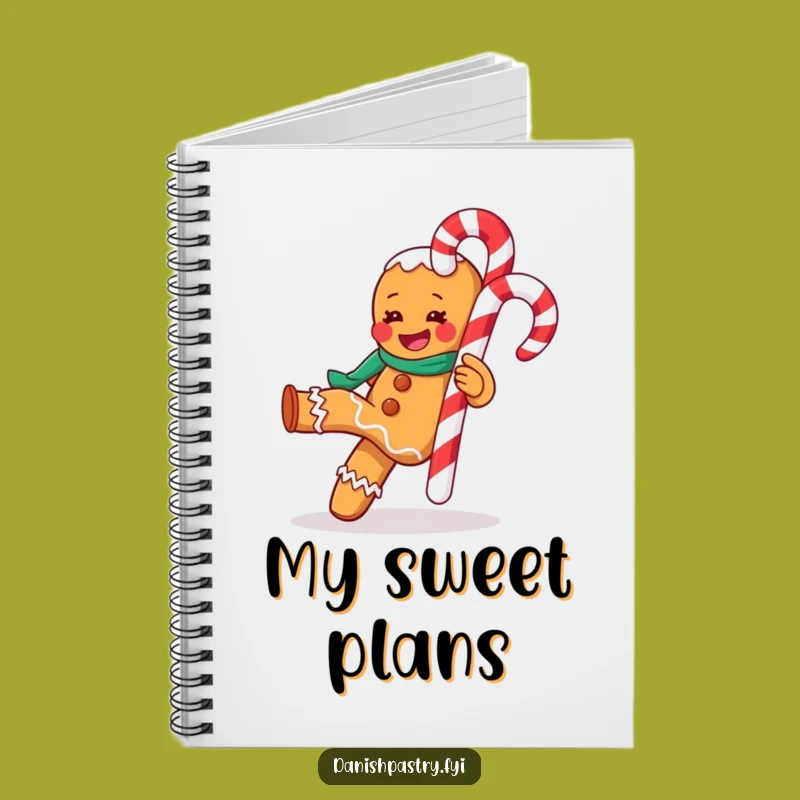 Funny Gleeful Gingerbread Man Kicking Candy Cane Notebook - Holiday Journal Gift