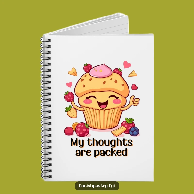 Funny Muffin Juggling Berries Notebook - Jot Down Ideas with Playful Winks