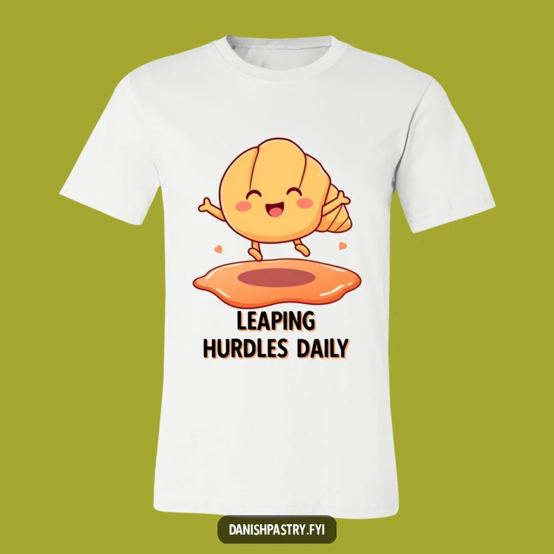 Funny Croissant Jam Leap T-Shirt: Joyful Pastry Character Graphic Tee, Ideal Funny Gift