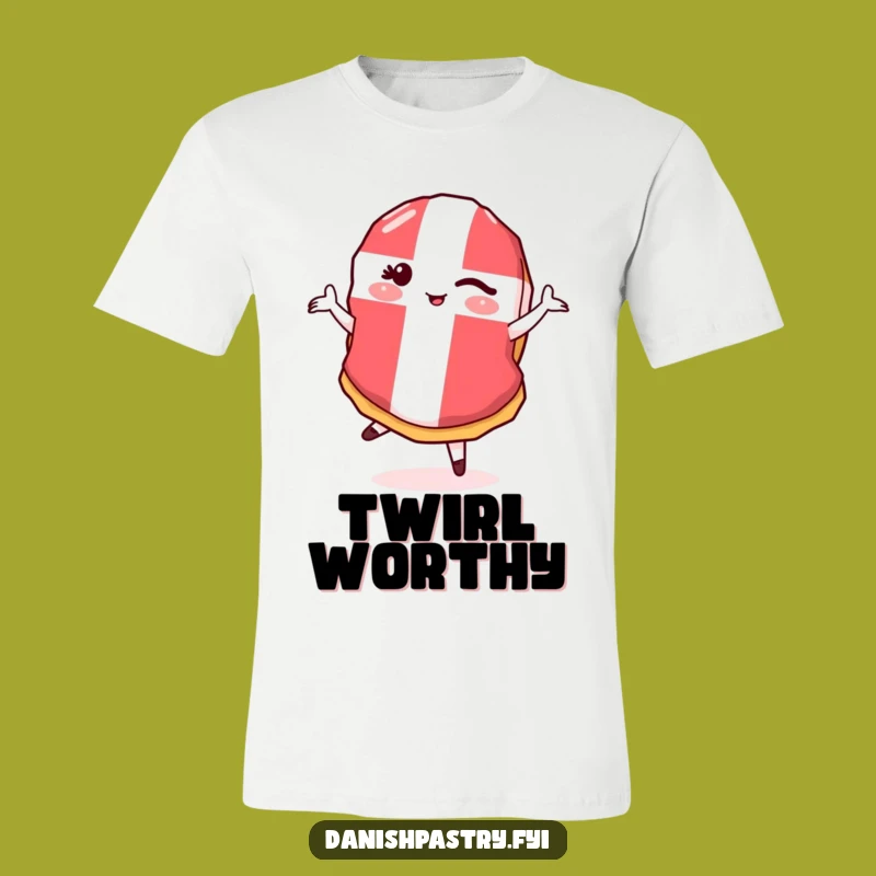 Funny Danish Flag Pastry Pirouette T-Shirt: Playful Swirls, Perfect Gift