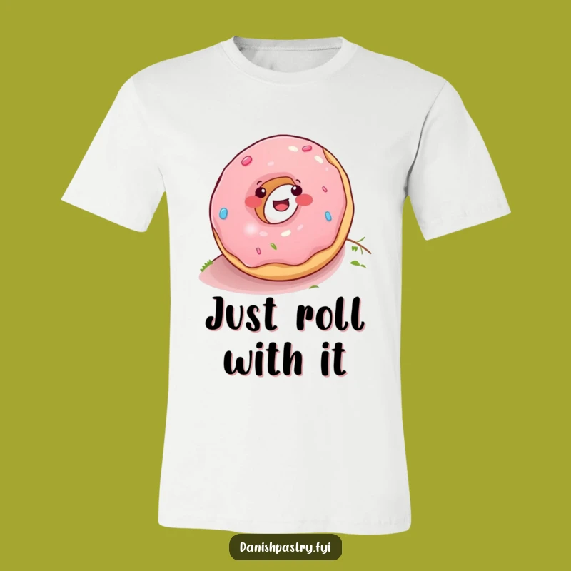 Funny Donut Rolling Down Hill T-Shirt - Hilarious Cartoon Apparel