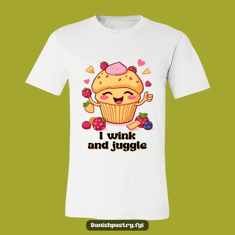 Funny Muffin Juggling Berries T-Shirt - Witty & Deliciously Playful Apparel