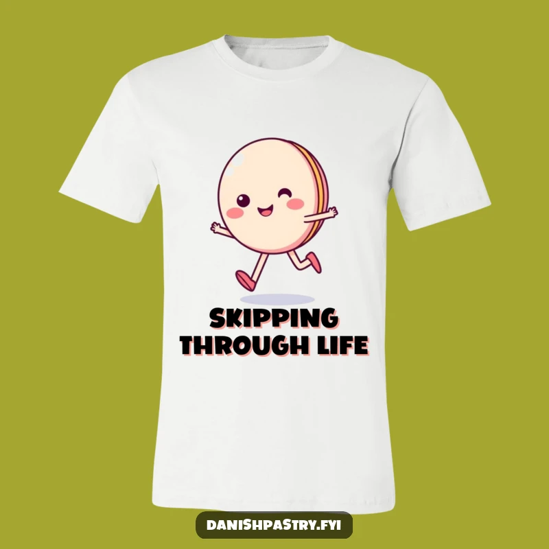 Funny Smiling Macaron Skips T-Shirt - The Sweetest & Happiest Pastry Tee