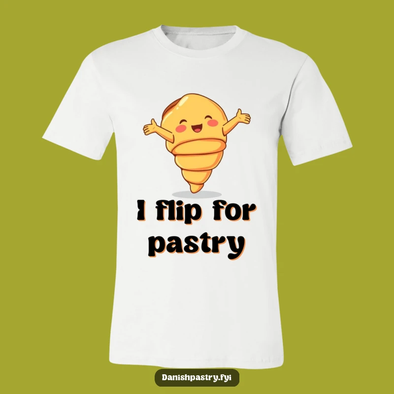 Funny Croissant T-Shirt - Smiling Pastry Cartwheeling, Joyful Foodie Tee, Funny Gift