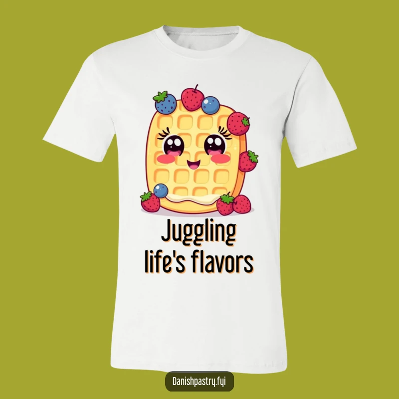 Funny Waffle T-Shirt: Cheerful Berry Juggler, Comical Breakfast Apparel and Gift