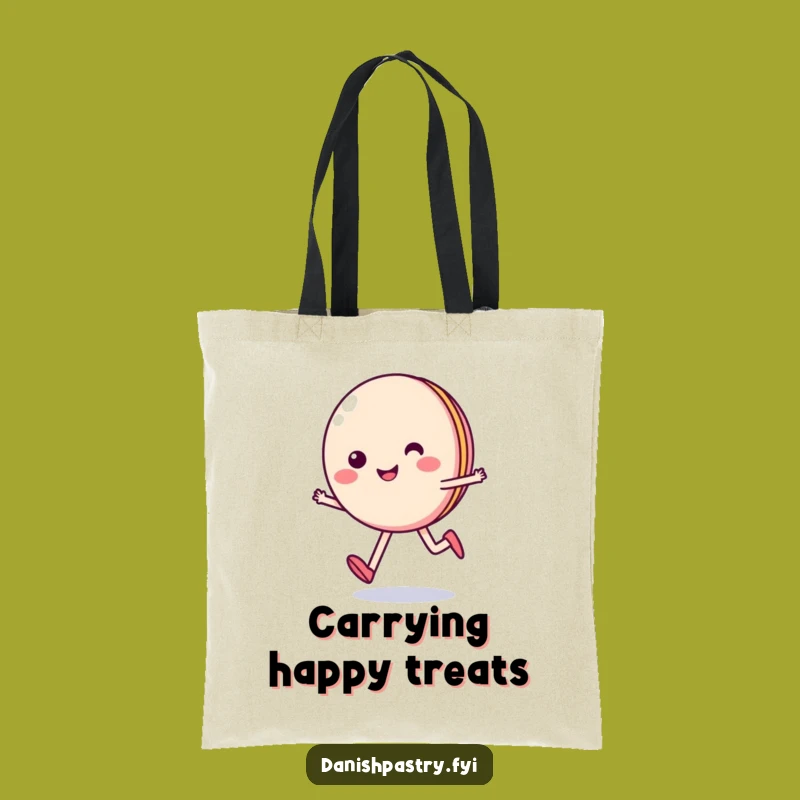 Funny Smiling Macaron Skips Tote Bag - Sweet Pastry Carry-all & Gift
