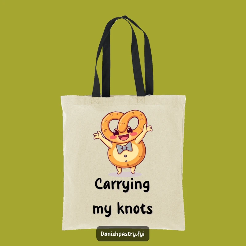 Funny Pretzel Somersault Tote Bag: Grinning Bow Tie Snack Bag Gift