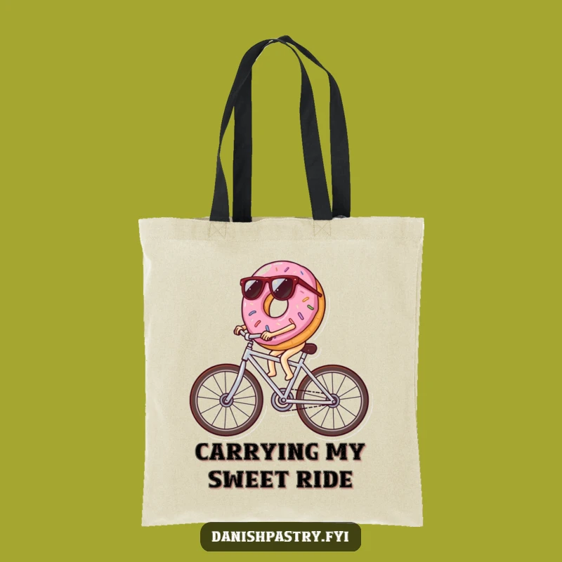 Funny Donut Bicycle Tote Bag: Cool Icing Wheels, Hilarious Pastry Carry-All Gift